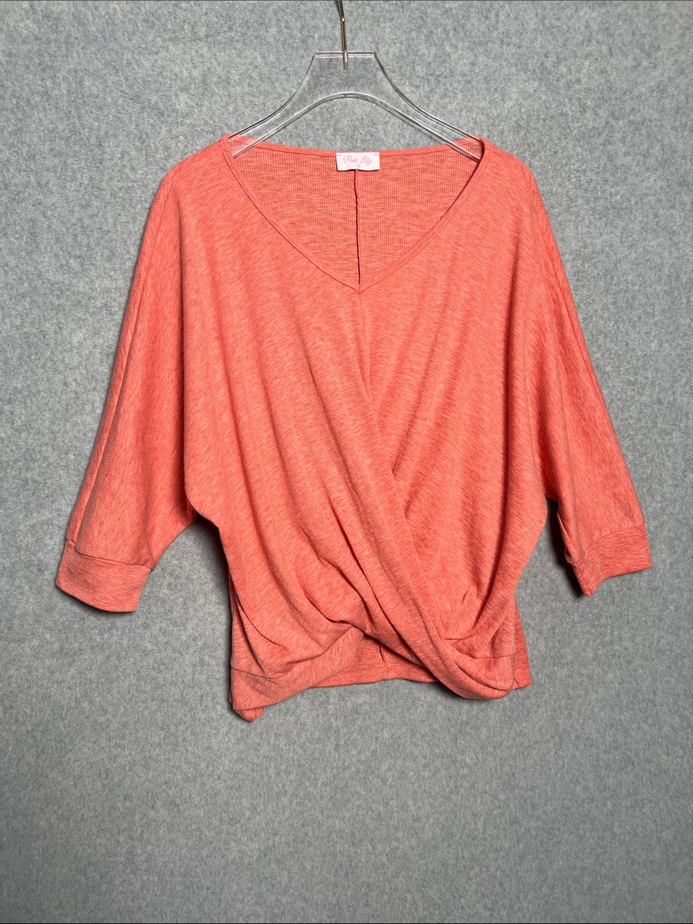 Pink Lily Women’s Twist Front 1/2 sleeve Blouse Sz S
